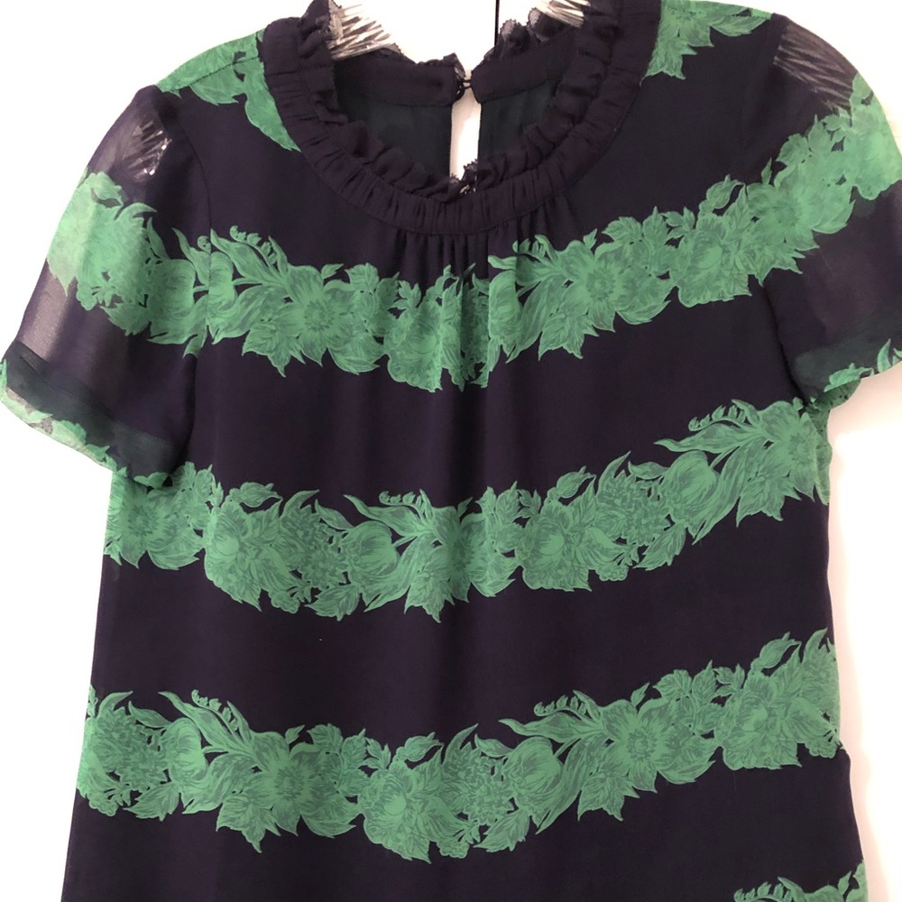 Printed silk short sleeve Jcrew top